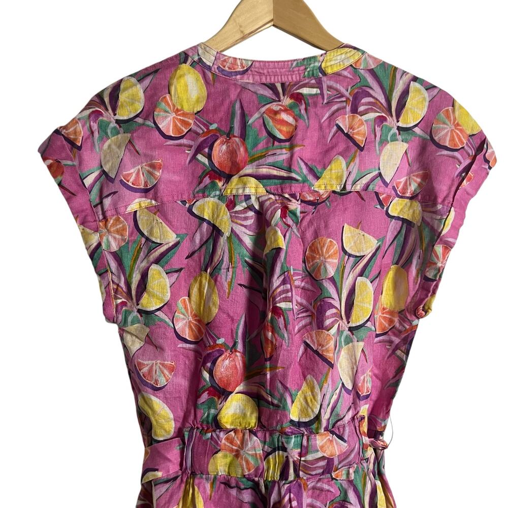 Scotch & Soda Pink Citrus Fruit Print Linen Tie Waist Romper Size M - Picture 13 of 16